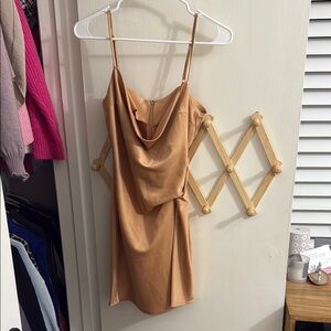Elegant Tan/Gold Slip Dress